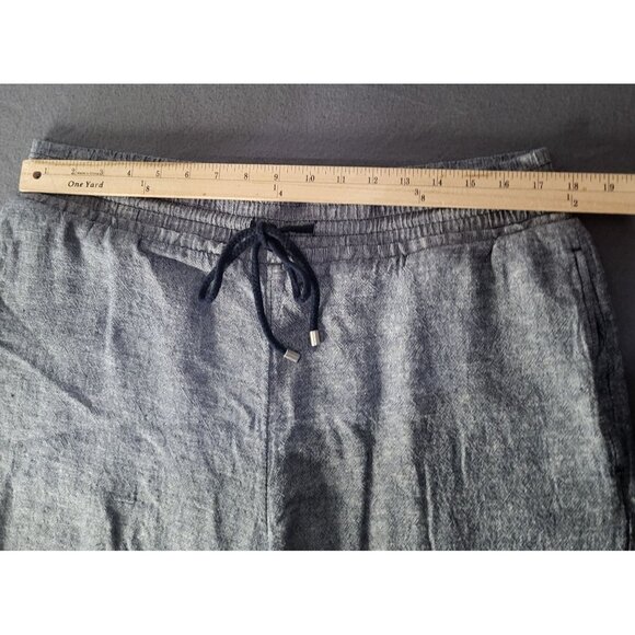 TIME & Tru Women's LG 12-14 Linen Blend Pull On Pants Navy Blue Pockets - Picture 5 of 8